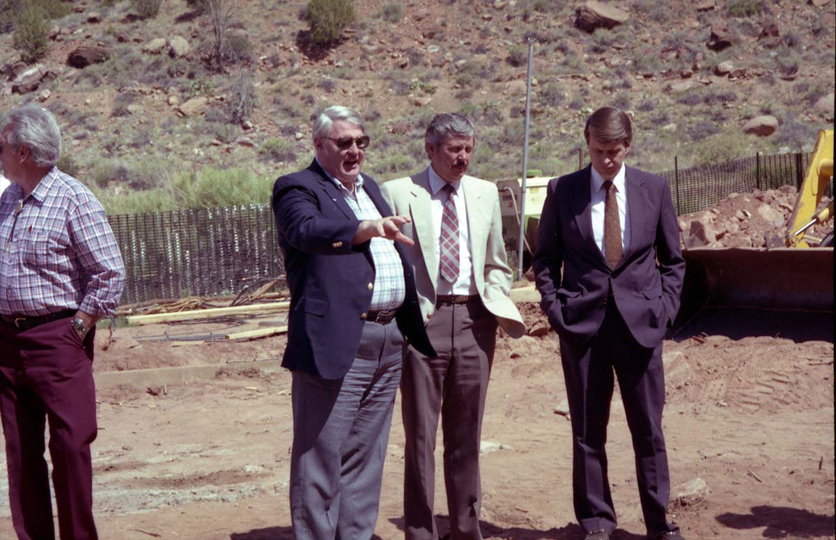 Color Photos of groundbreaking ceremony for remodeling of headquarters / visitor center building.