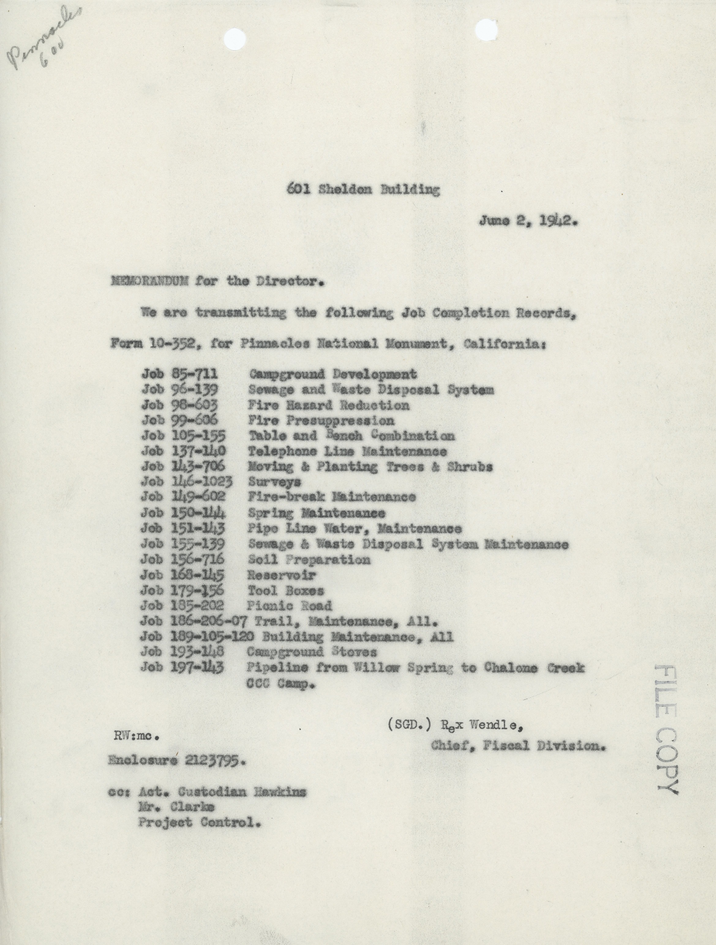 CCC Job Completion Records Memorandum