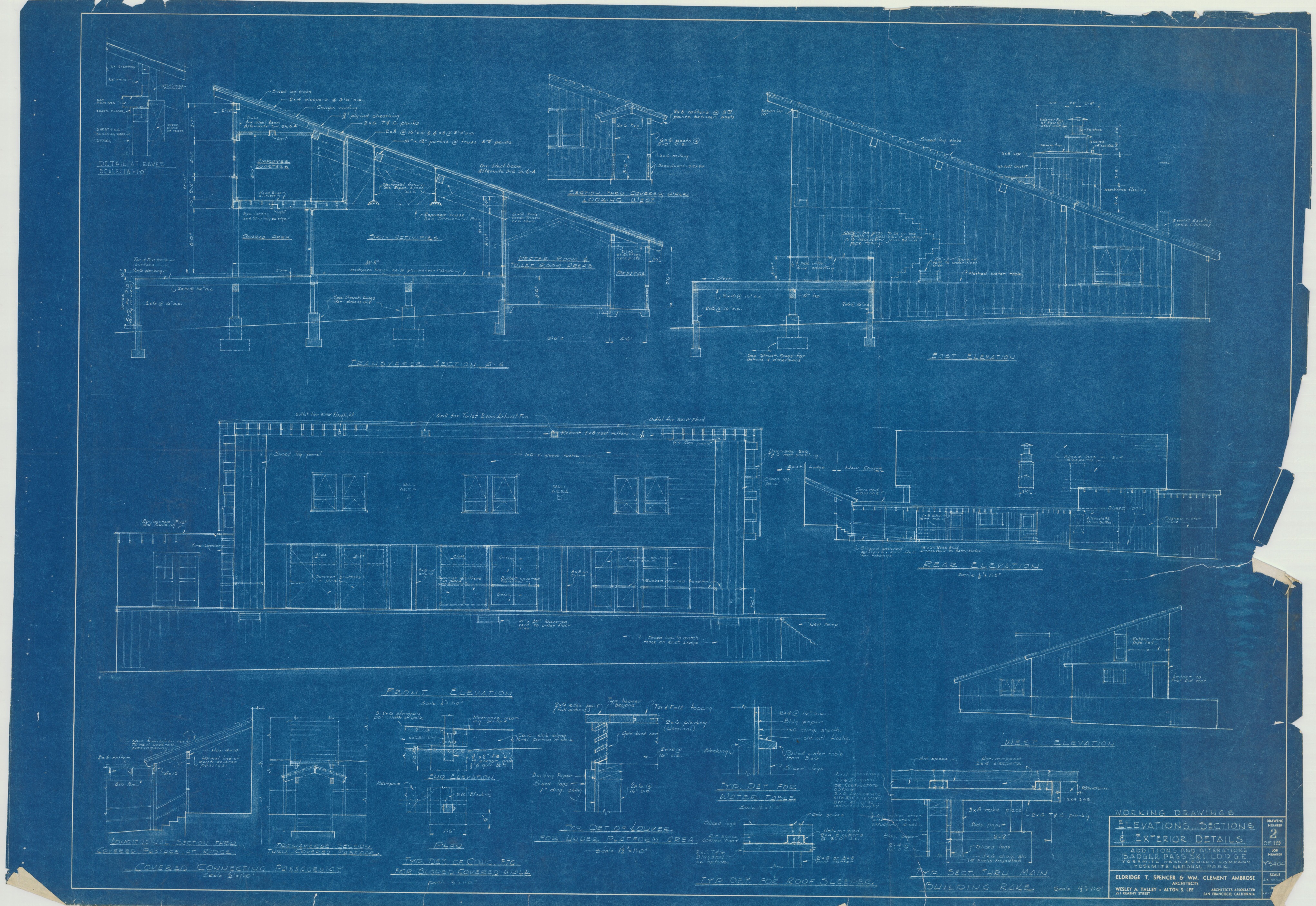 Elevations Sections and Exterior Details Additions and Alterations Badger Pass Ski Lodge