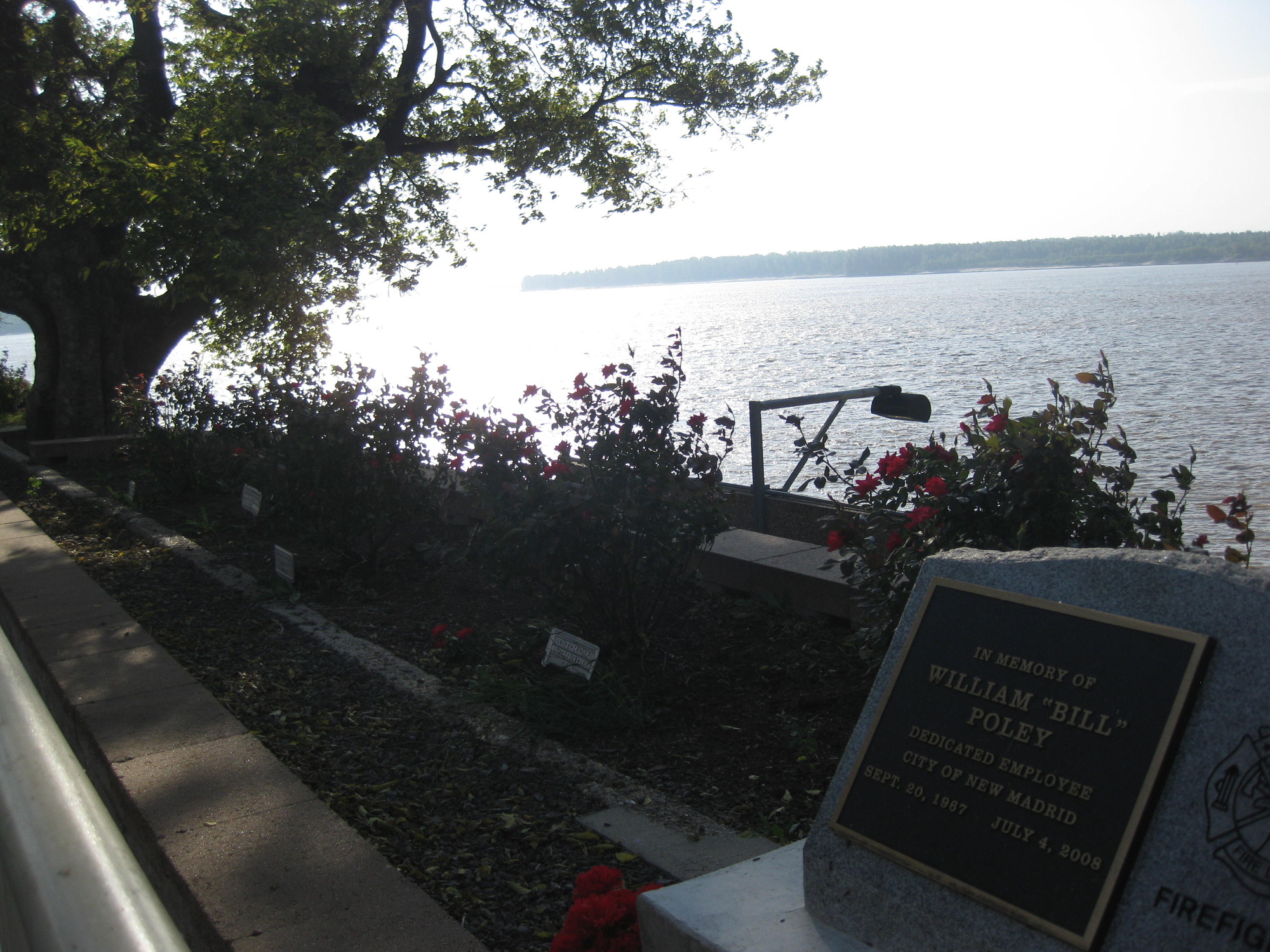 A memorial rose garden along the Mississippi River at the New Madrid Water Route in New Madrid, Missouri