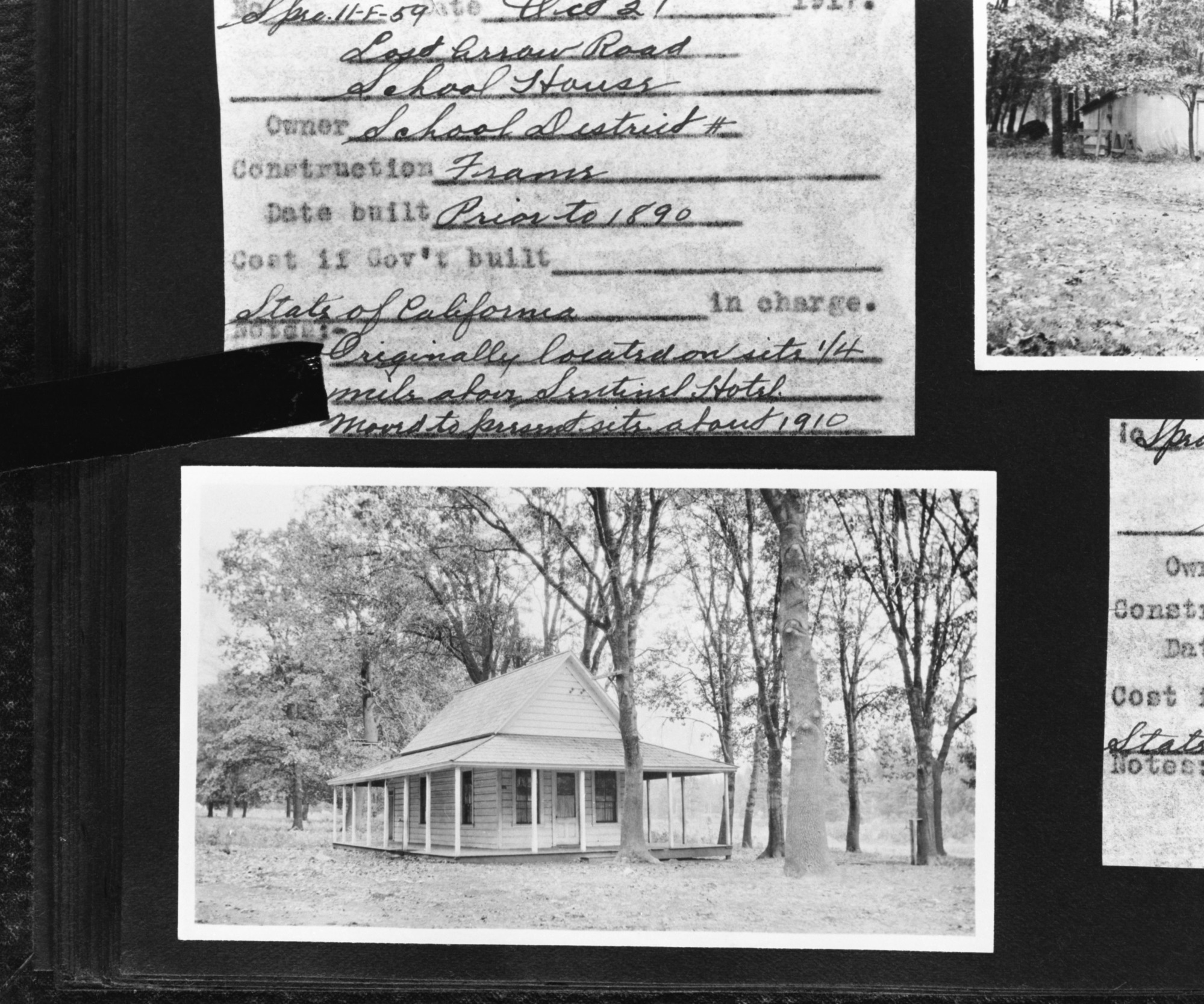 Early day school house in Yosemite Valley. Copied from old photos.