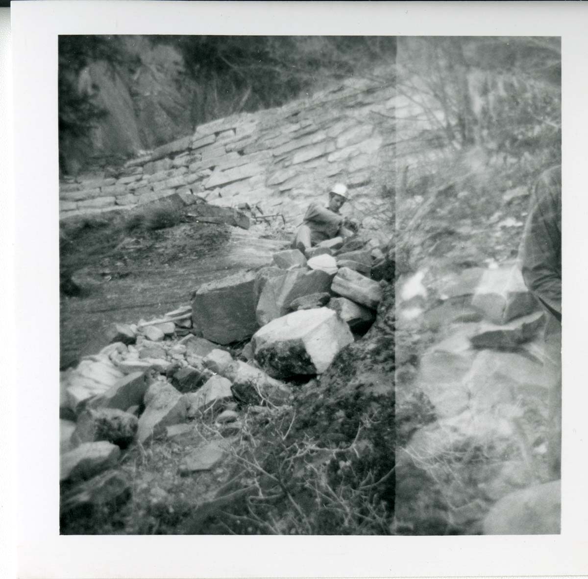 Workers repairing trail damage on the Hidden Canyon trail.