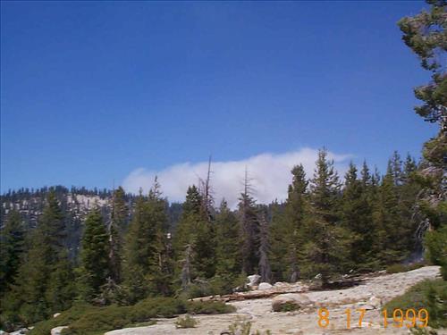 Distance views of smoke from the LeConte wildland fire, August 17, 1999, Yosemite National Park