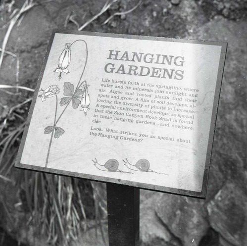 BW Photos of trailside exhibits.