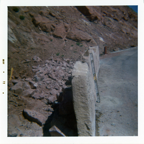 Slide control wall during construction along Kolob Canyon Road.