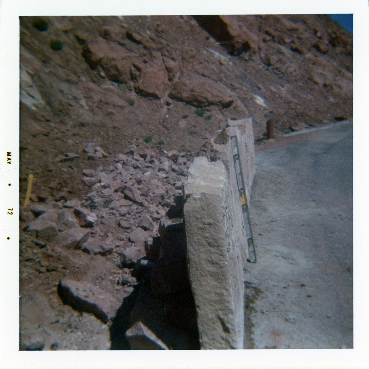 Slide control wall during construction along Kolob Canyon Road.