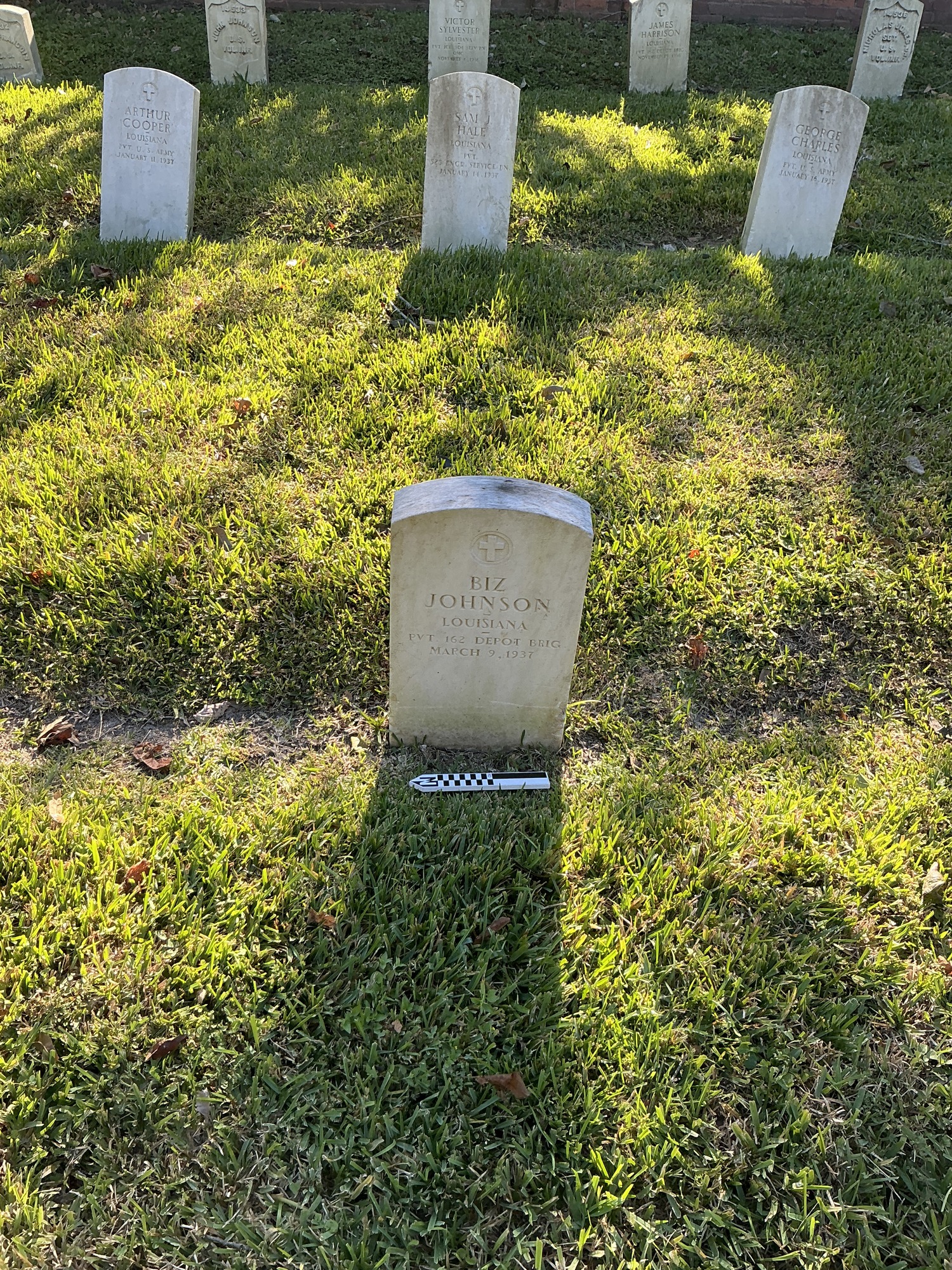 Extra image of upright marble headstone with flat face.