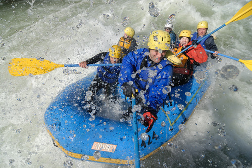 close-up of rafters in whitewater