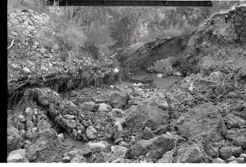 BW Photos of the damage from the Oak Creek flash flood of 1989.