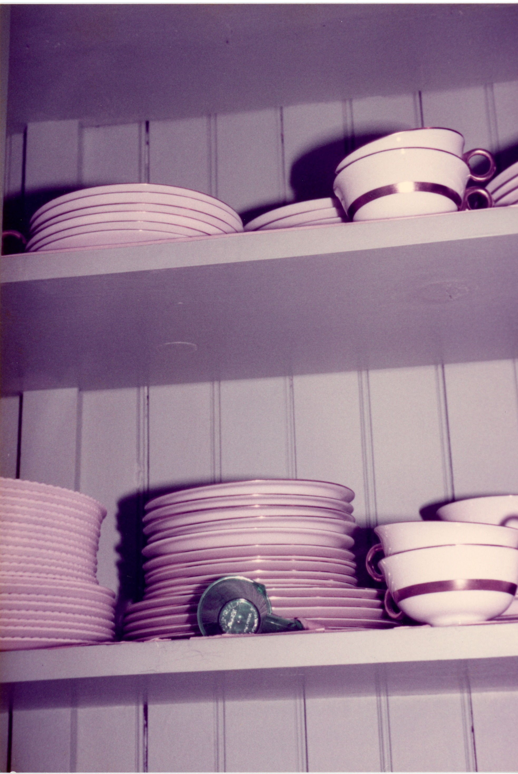 Haviland China in butlers pantry- glassware and chind