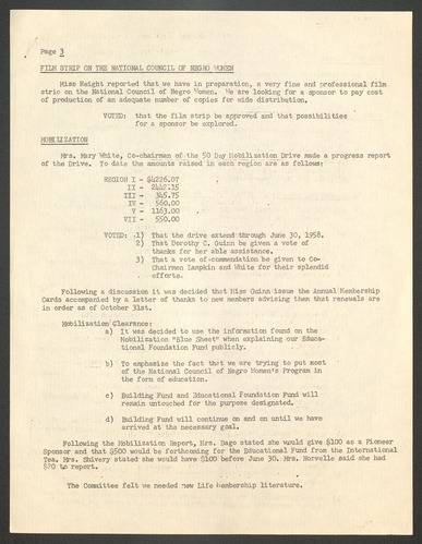 NCNW meeting minutes, 1958