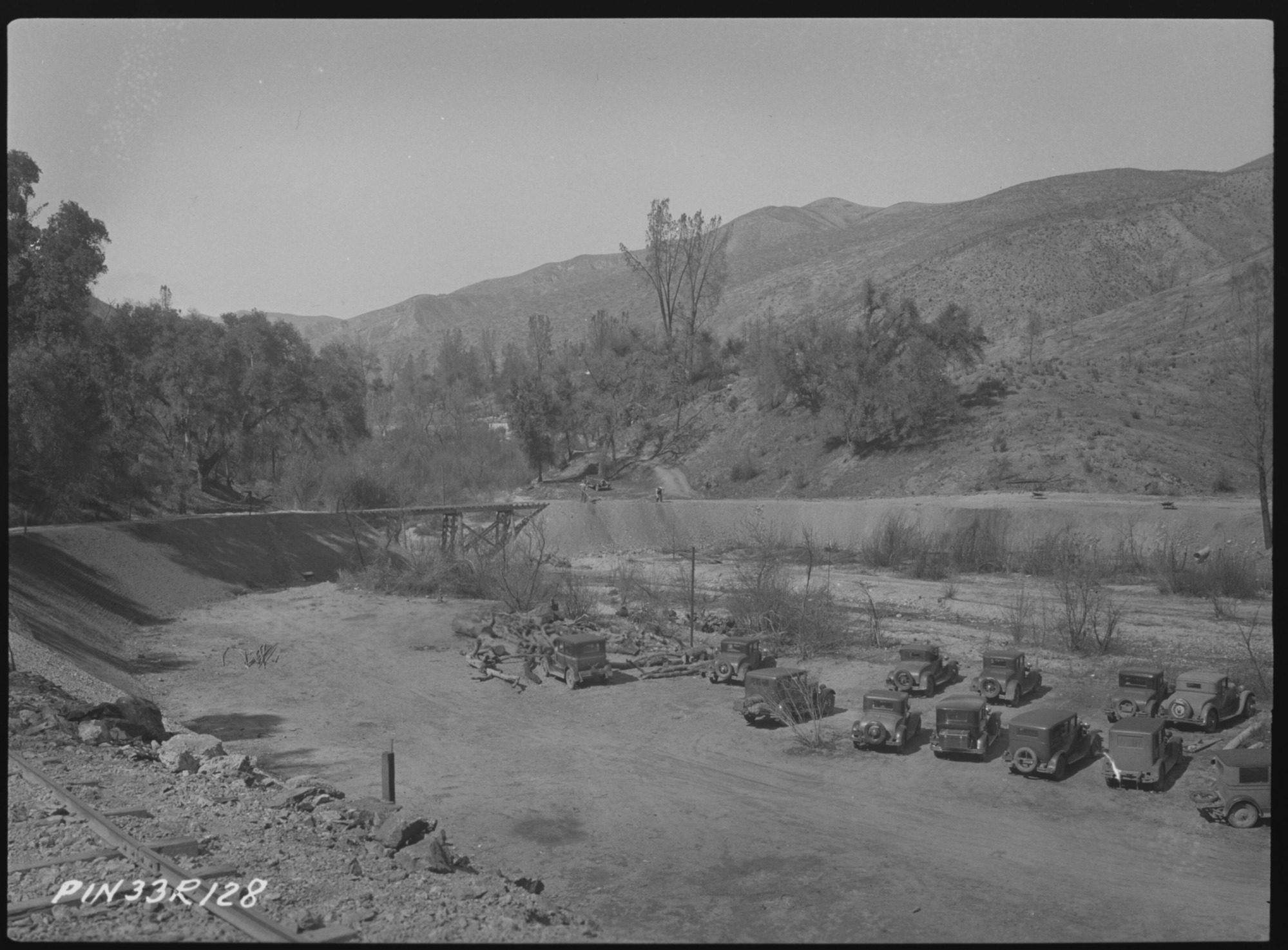 Cars Parked at Chalone Creek Bridge Trestle