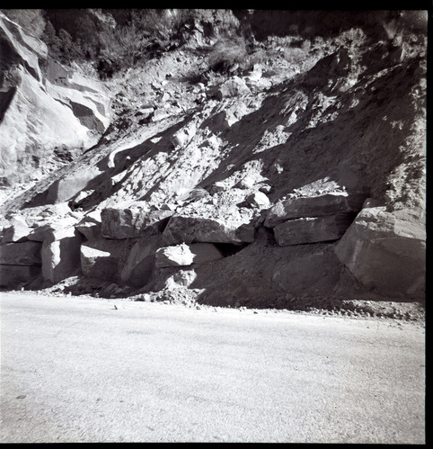 Rock wall on side of the Kolob Canyon Road during road work.