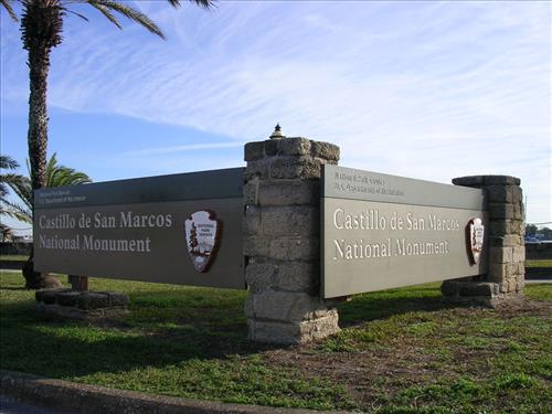 Signs at Castillo de San Marcos National Monument in January 2008