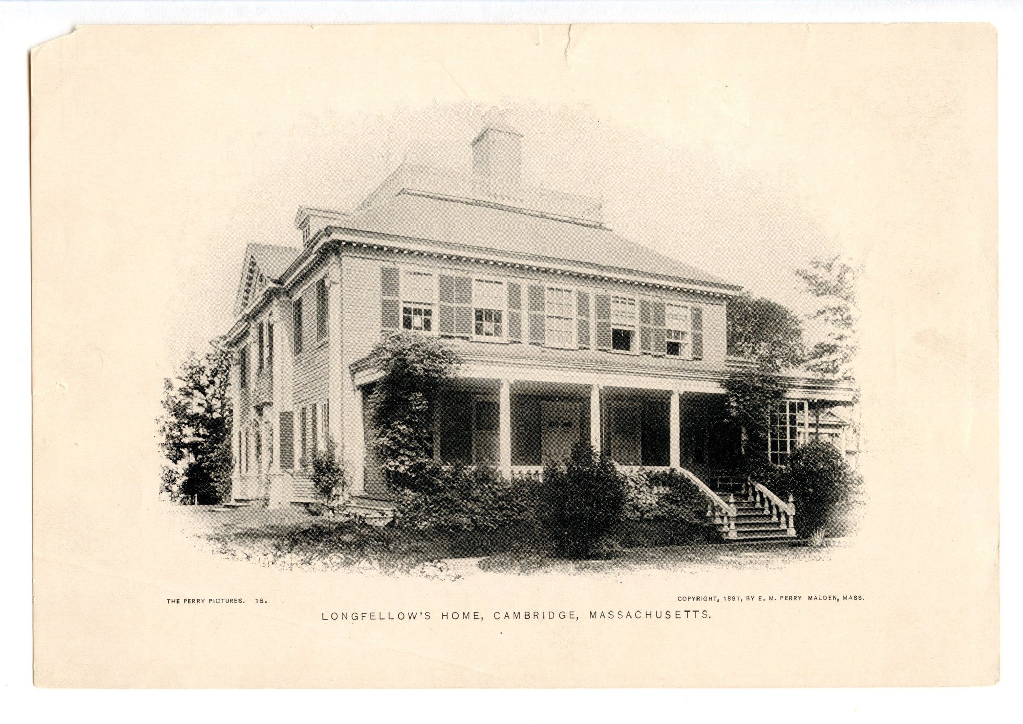 Black and white photograph of side of Georgian mansion.