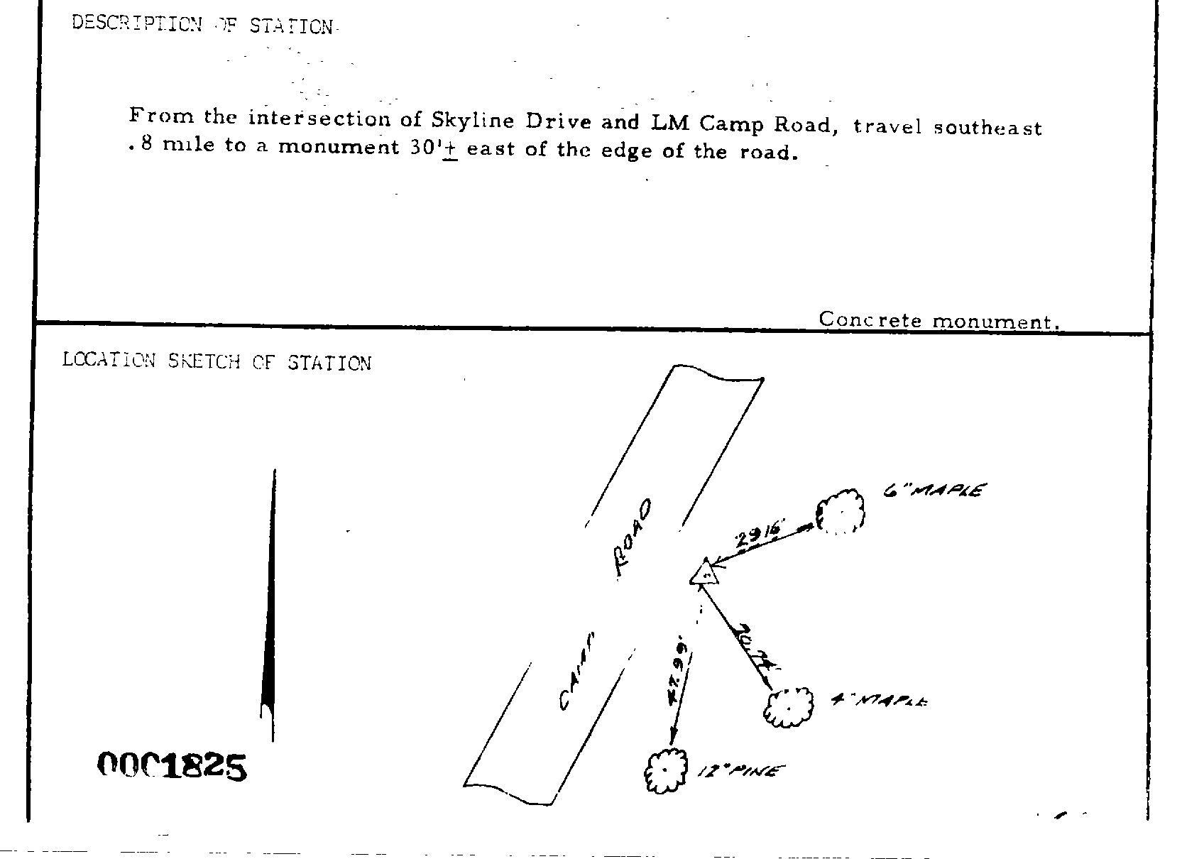 00001825 Survey Monumentation Sketch