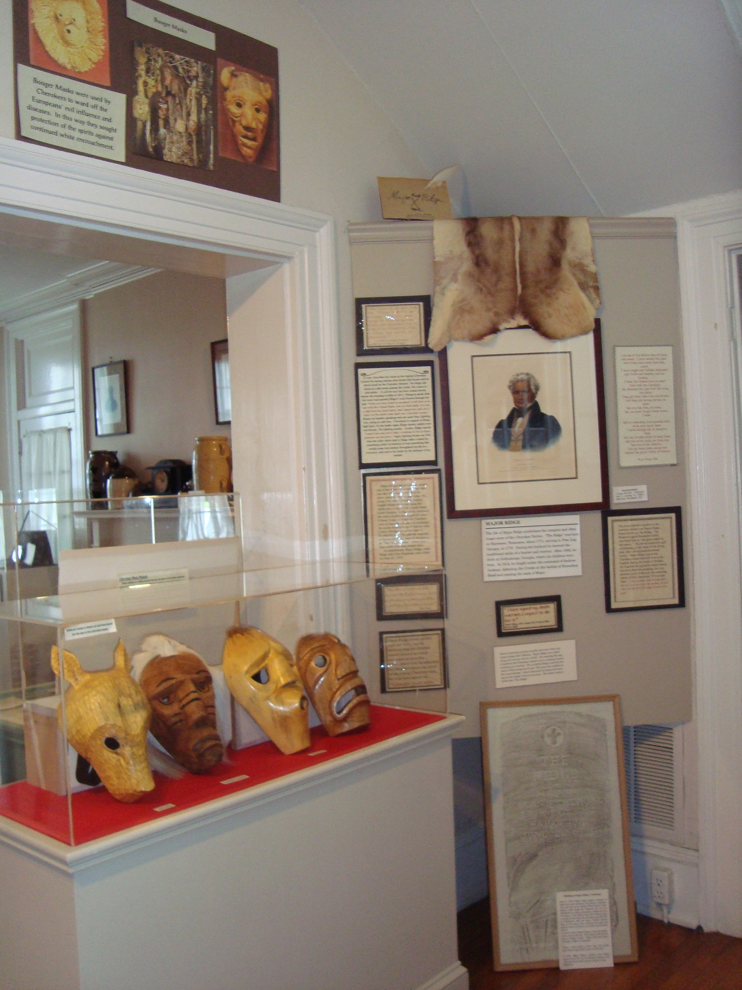 A historic mask exhibit at the Chieftains Museum, Major Ridge Home in Rome, Georgia