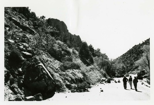 BW Photo of rock slide near echo rock - 35MM.
