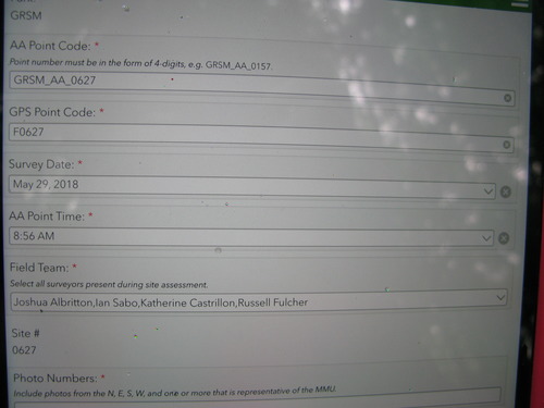 GRSM Accuracy Assessment. Plot Code: GRSM_AA_0627