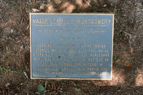 Images of Major Lemuel Montgomery's grave site at Horseshoe Bend NMP