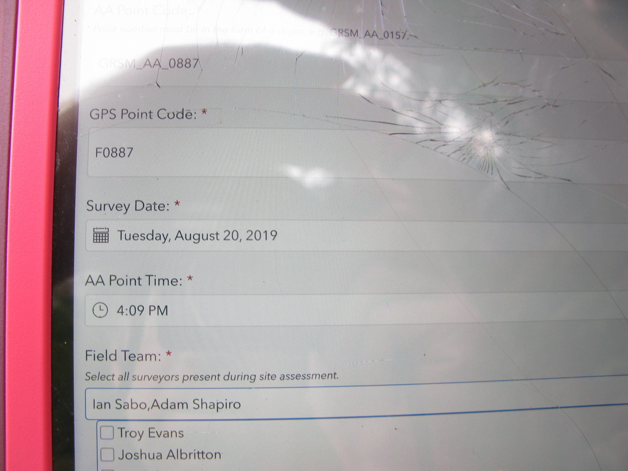 GRSM Accuracy Assessment. Plot Code: GRSM_AA_0887_1