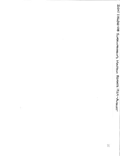 ZION 5087 Superintendents Monthly Report 1929 08