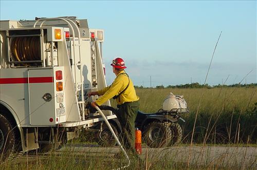 Firefighters on prescribed burns in Everglades NP 2002