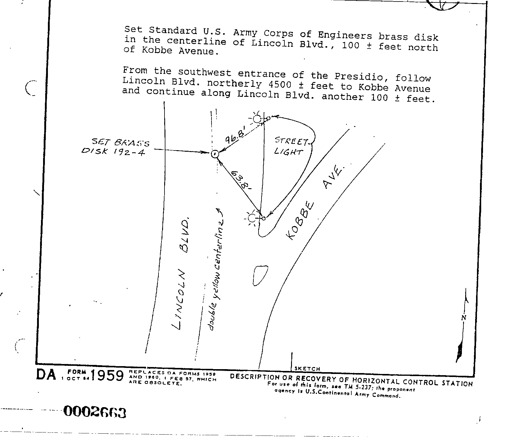 00002663 Survey Monumentation Sketch