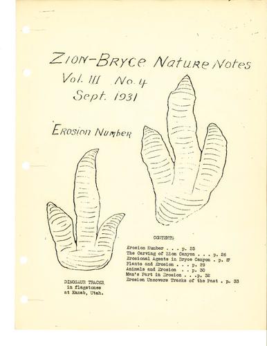 ZION 12257 Zion Bryce Nature Notes Vol3 No4 1931 September