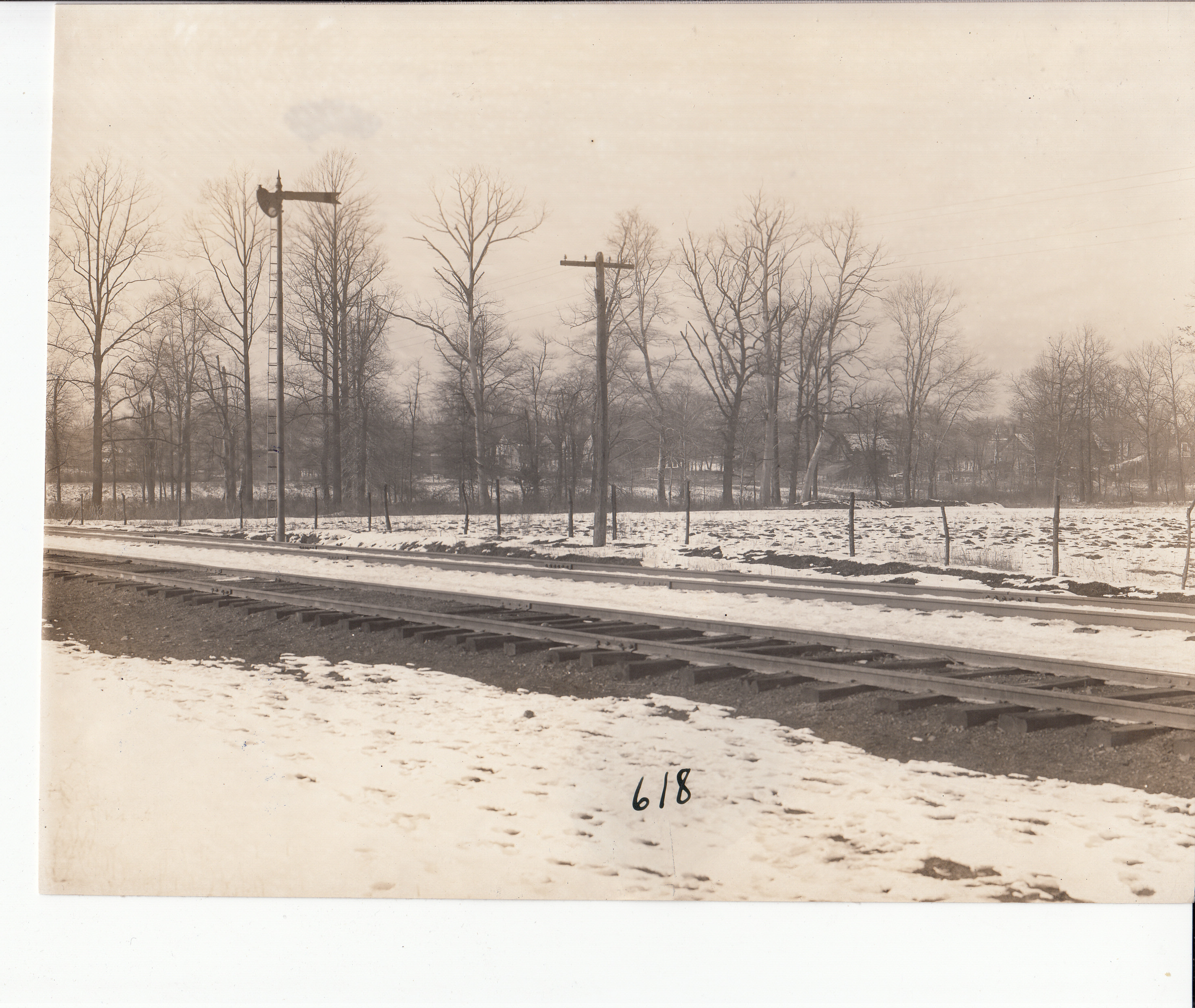 North side of railroad tracks.