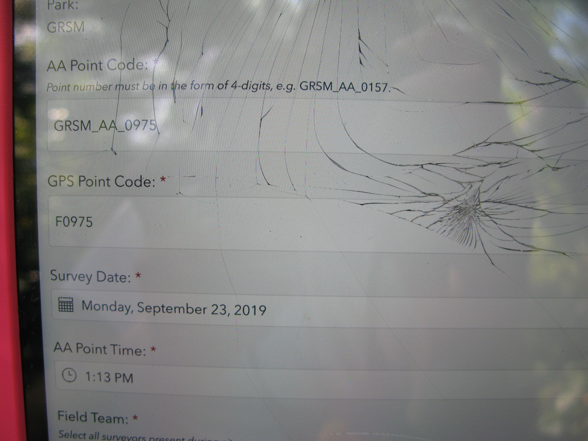 GRSM Accuracy Assessment. Plot Code: GRSM_AA_0975_1