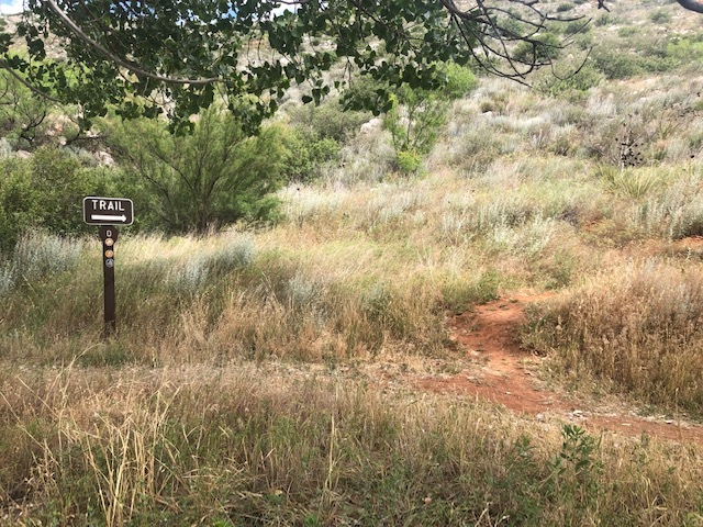 Trail marker at the west end of Harbor Bay Trail.