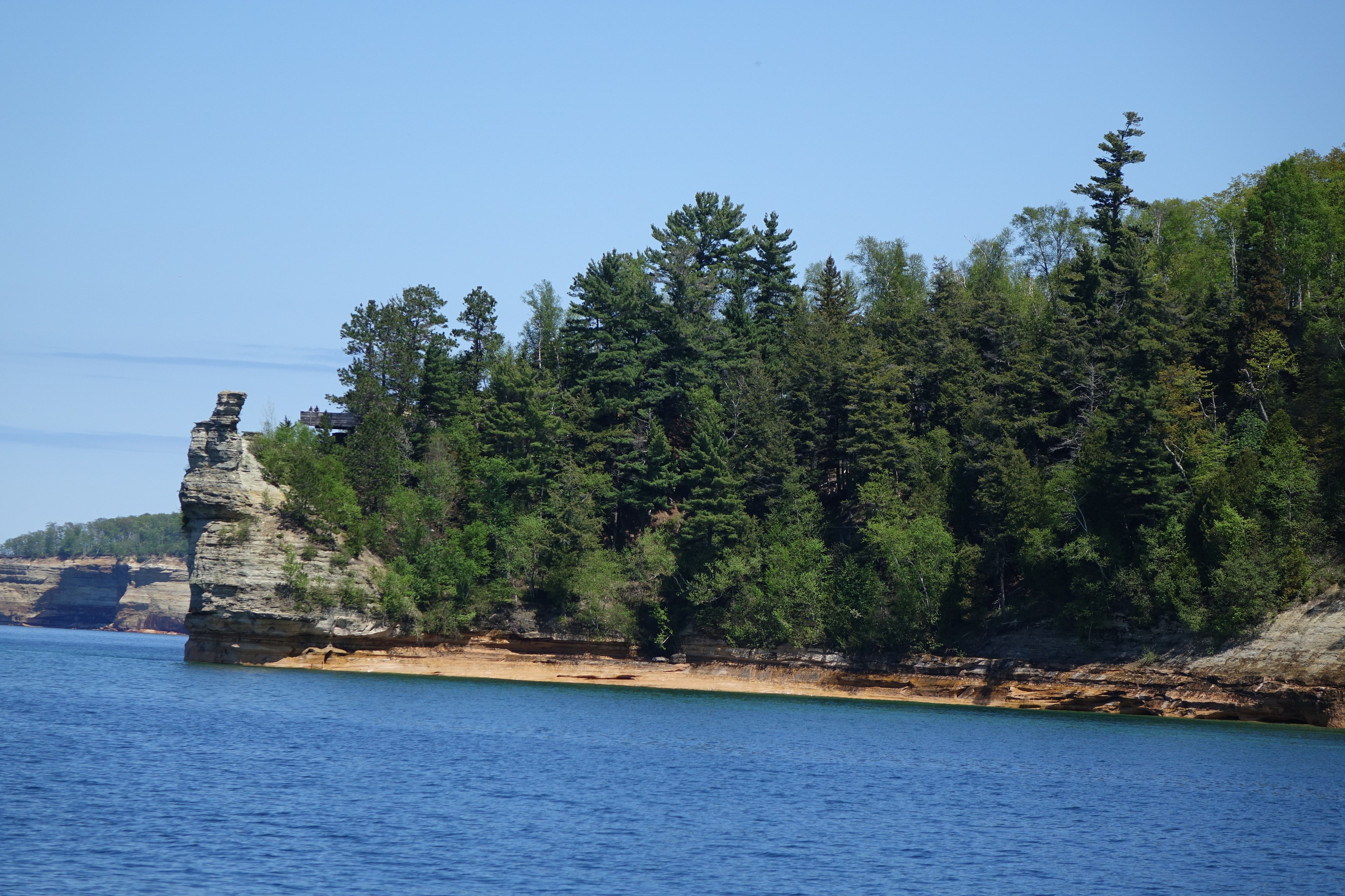 Miners Castle sandstone formation viewed from Lake Superior