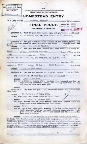 Scanned image of form. See description for text.