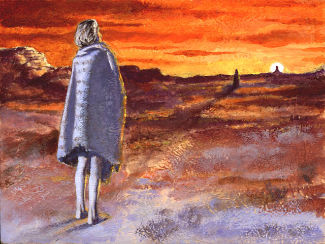 Sunrise at a pueblo.