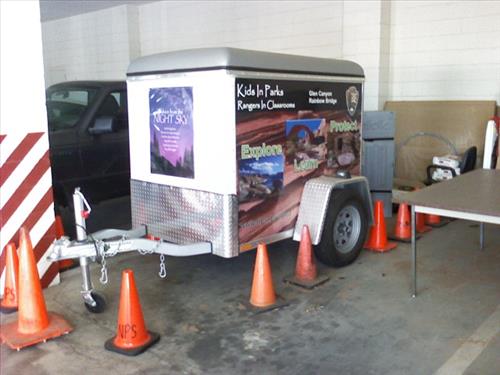 Two axle trailer with wrap at Glen Canyon NRA headquarters in 2011
