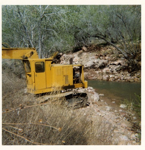 Color photos of channel clearing and bank stabilization along the Virgin River near Birch Creek.