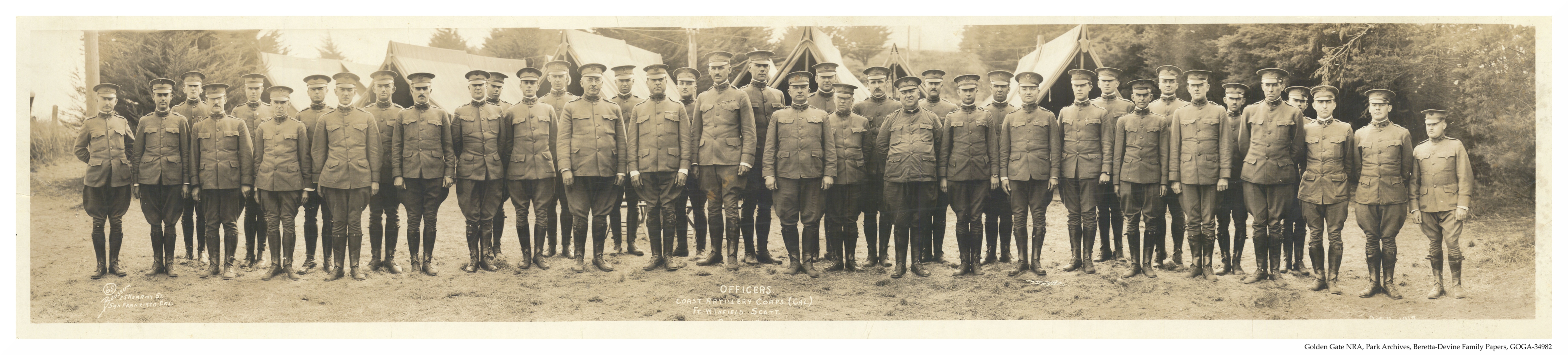 Coast Artillery Corps officers taken at Fort Winfield Scott at the Presidio of San Francisco in 1917