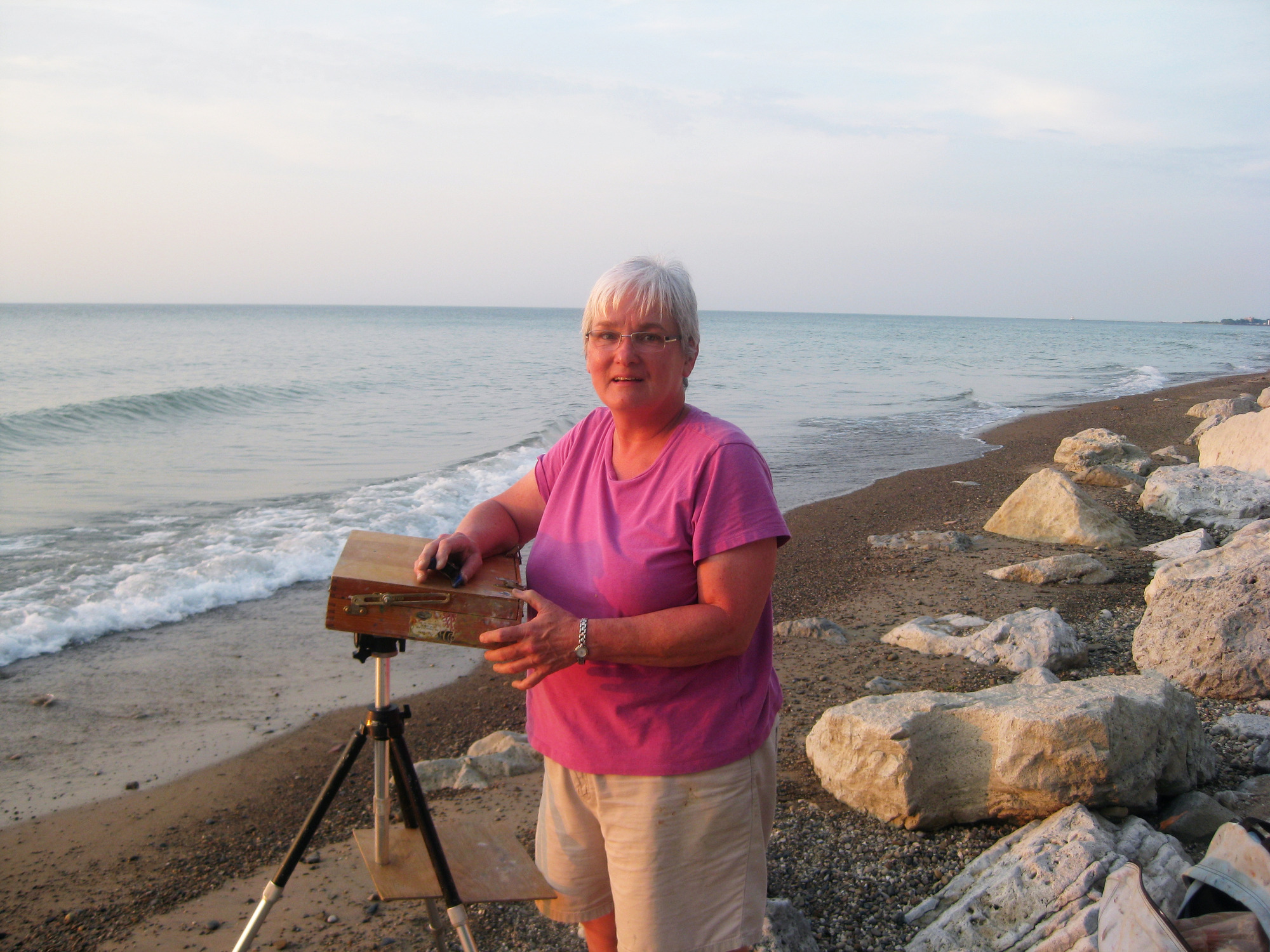 Jean McLeish paints as the Artist in Residence for Indiana Dunes National Park in 2011.