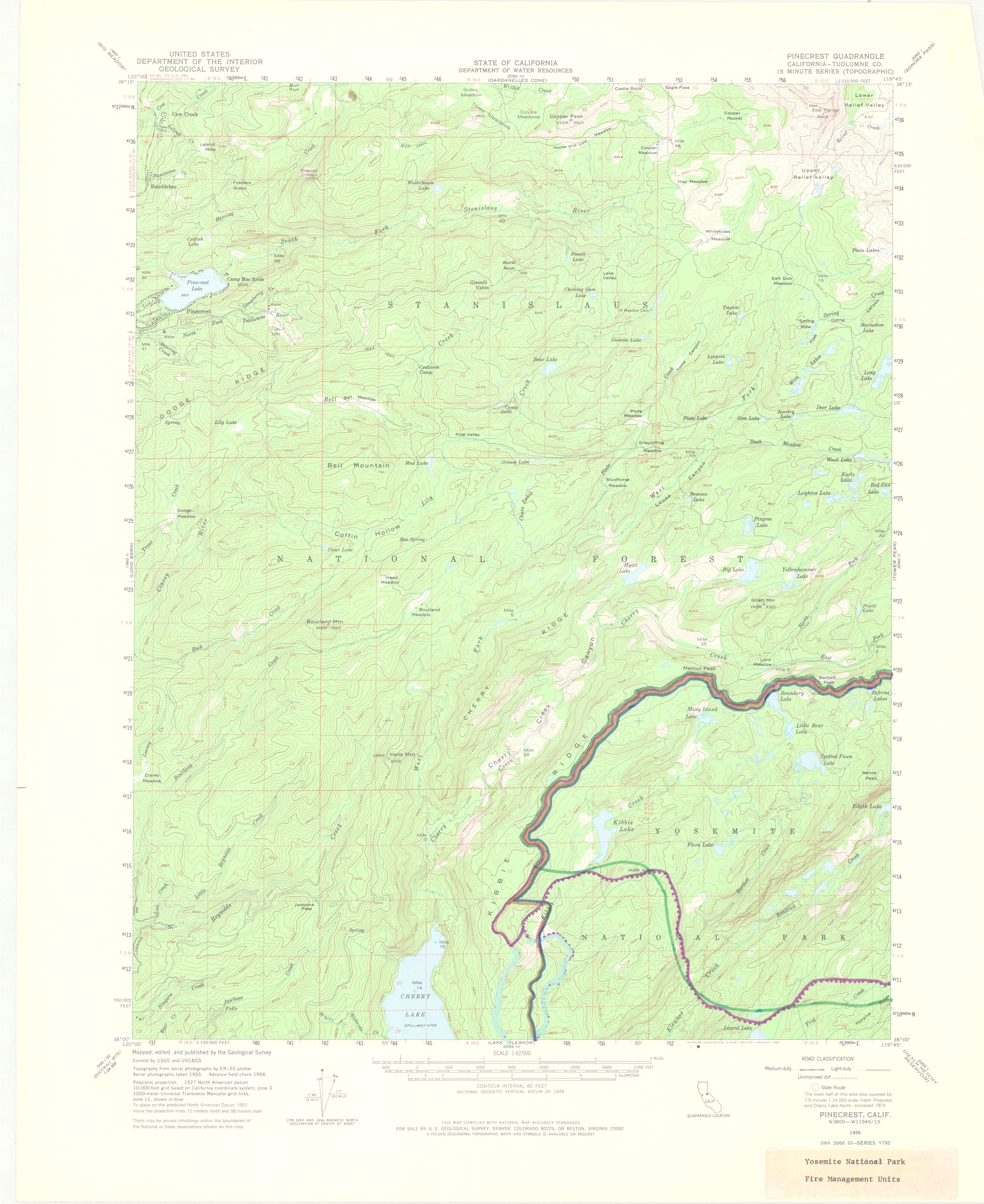 Yosemite National Park Fire Management Units - Pinecrest Quadrangle