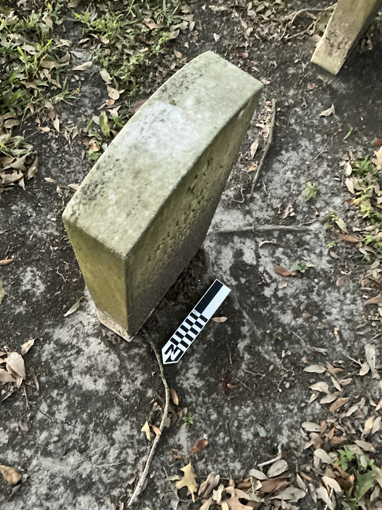 Extra image of upright marble headstone with flat face.