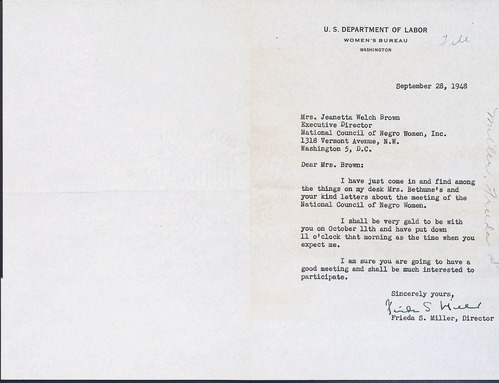 National Council of Negro Women, Correspondence, 1948