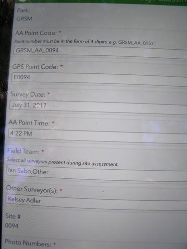 GRSM Accuracy Assessment. Plot Code: GRSM_AA_0094_1