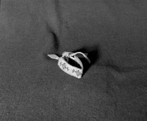 Marie Rozier Collection, Catalog No. no #. Object: Beaded wristband. Dimensions: 6 x 1". Materials: moosehide, cotton cloth, glass beads. Collection History: Made by Native Americans in Northwest Canada. Photographed by Michael Dixon in December 1982. Catalogued by Craig Bates and Barbara Beroza. Yosemite Collections, National Park Service.