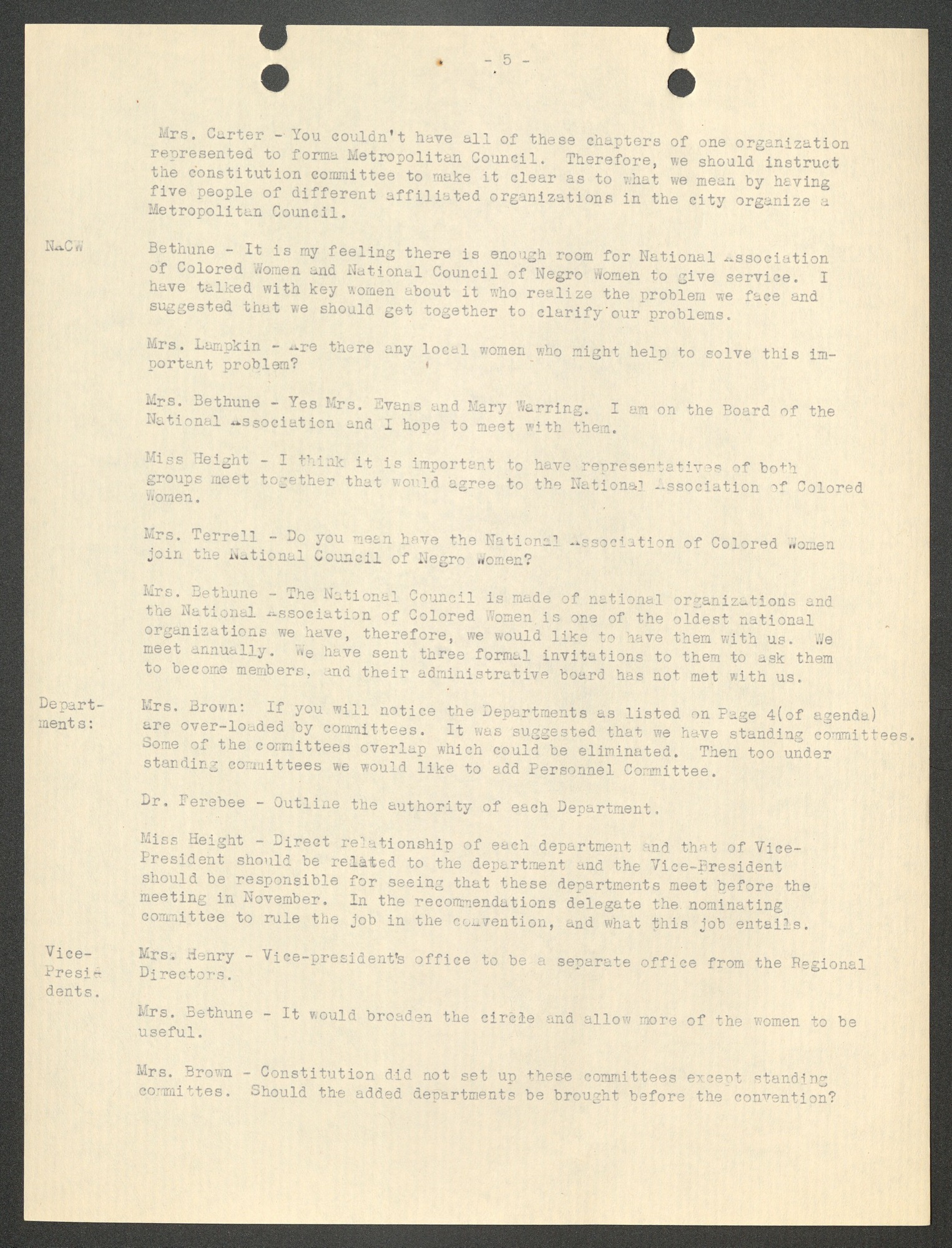 NCNW, meeting minutes, 1949