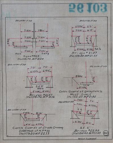 56103.LB--clearance sketches--Structures less than 8 feet from center line of track or less than 22 feet above top of rail [Group 13]