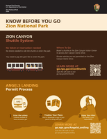 Read about the Zion Shuttle schedule and routes. Also learn about how to use a computer or smartphone to apply for a permit and plan your hike to Angels Landing.