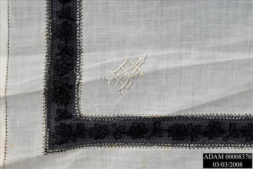 White Handkerchief with Black Lace Insert from the Adams National Historical Park Collection