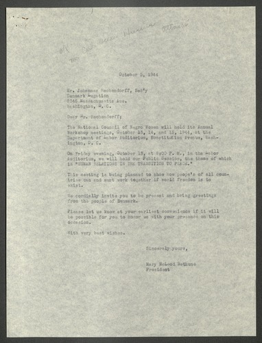 Correspondence, October - December 1944