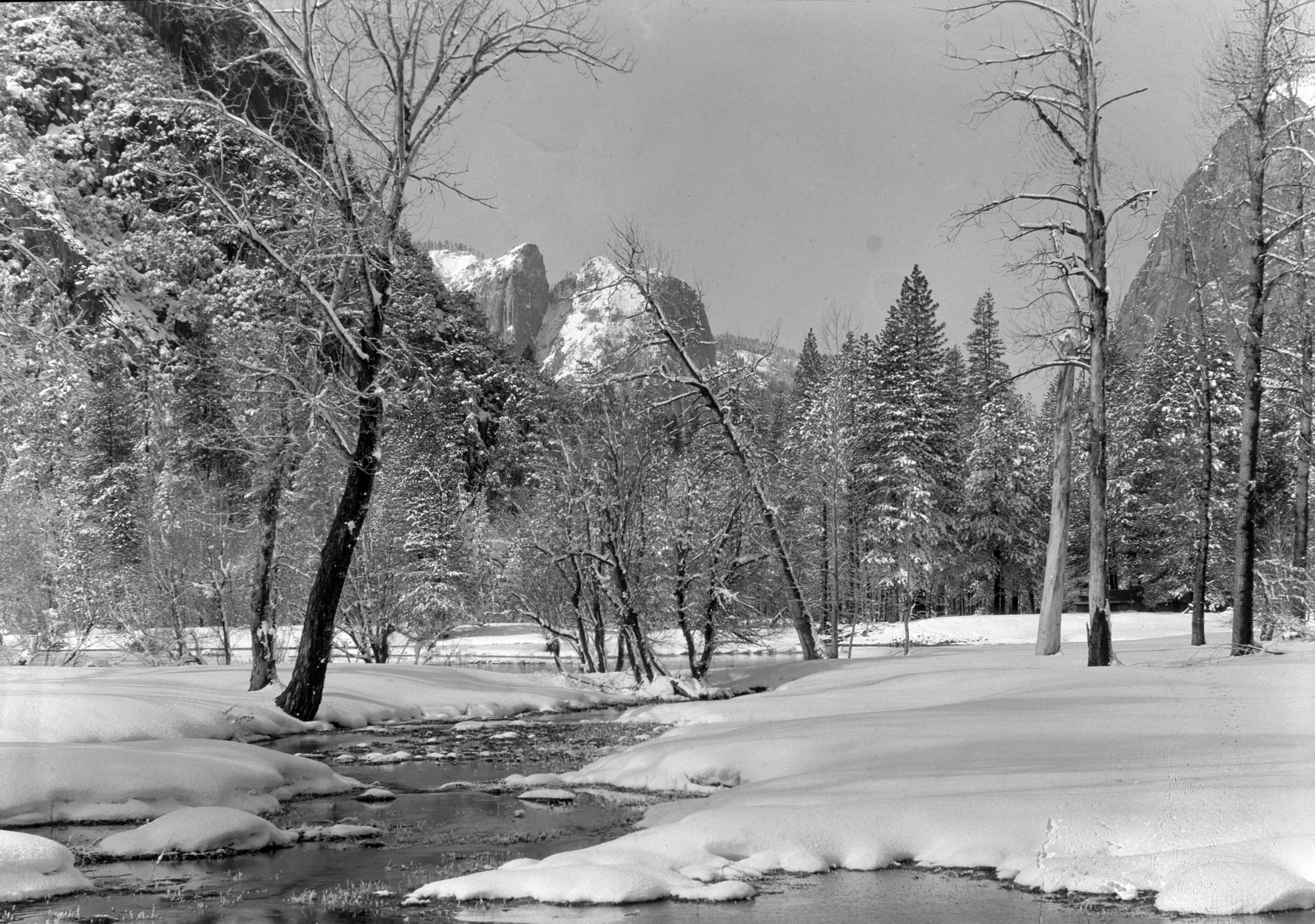 Cathedral Rocks in snow.